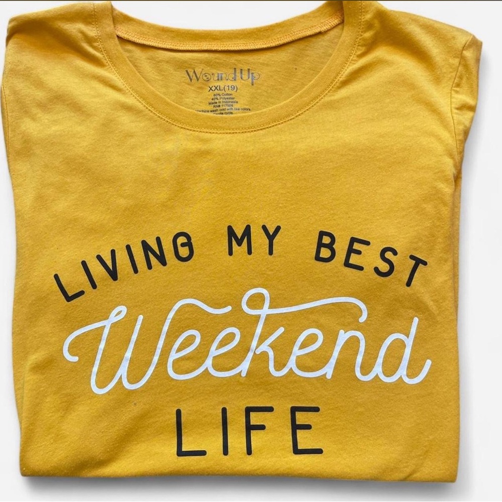 Wound Up Mustard Yellow 'Living My Best Weekend Life' Graphic Tee